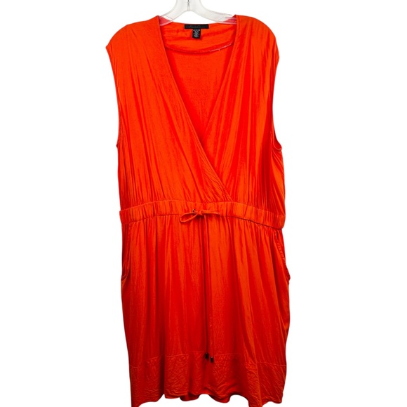Kenneth Cole Orange Sleeveless Surplice Dress Size 2X - Picture 3 of 16